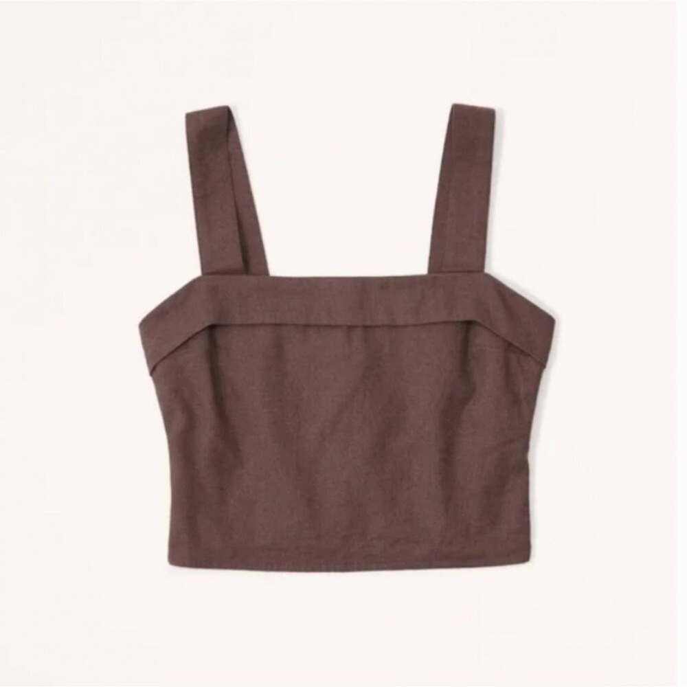Abercrombie & Fitch Linen Blend Brown Foldover Crop Top XL